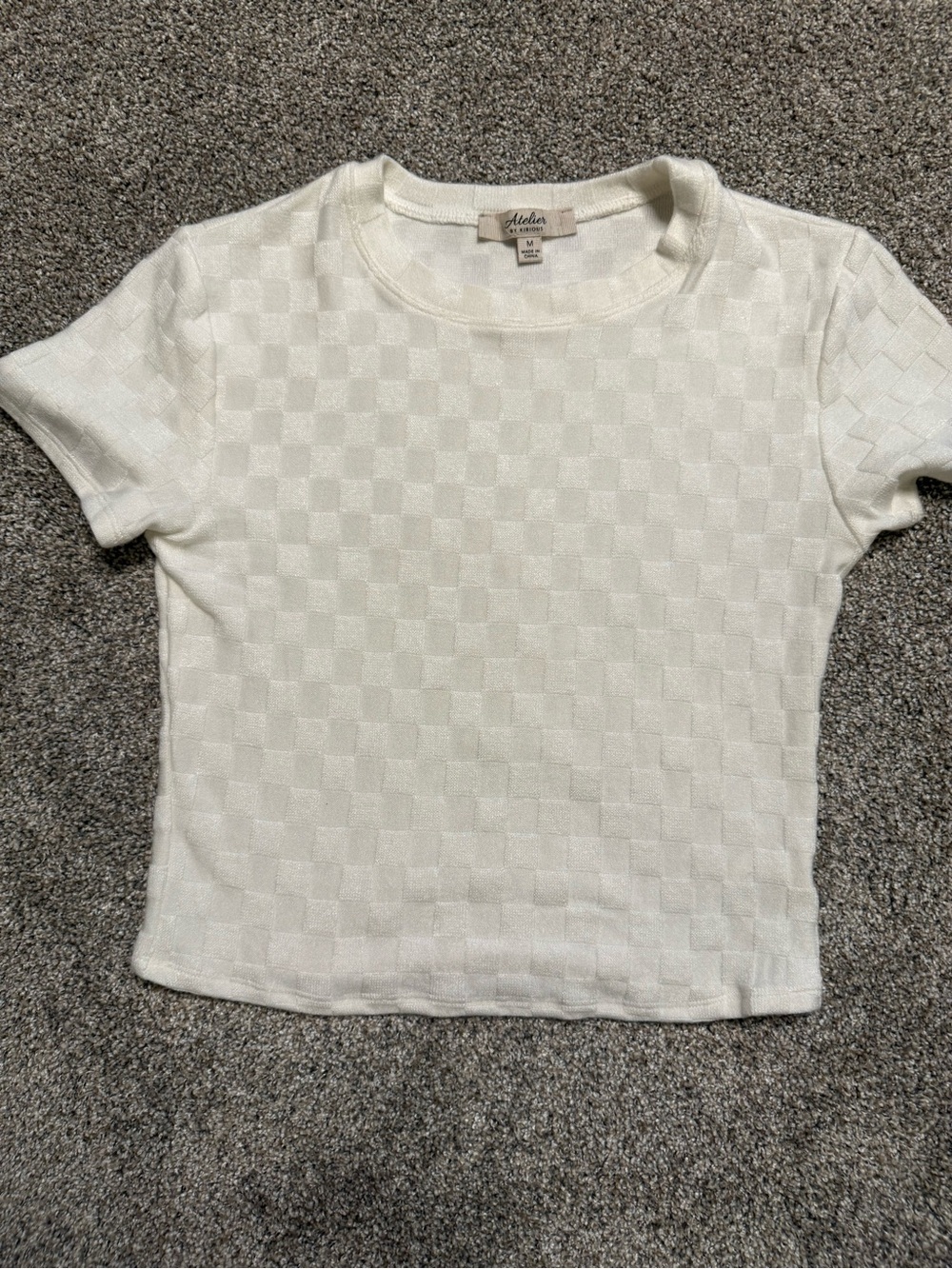 Atelier by Kirious - cream fitted and patterened Knit Top in Cream - sz medium